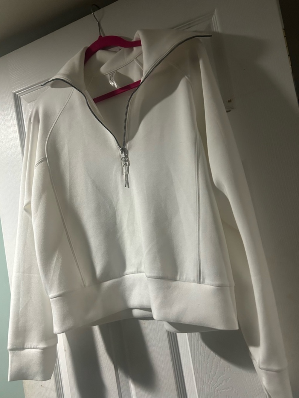 SPANX White Half-Zip Pullover Hoodie